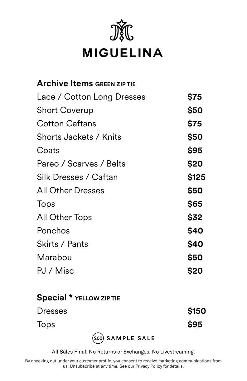 Price table