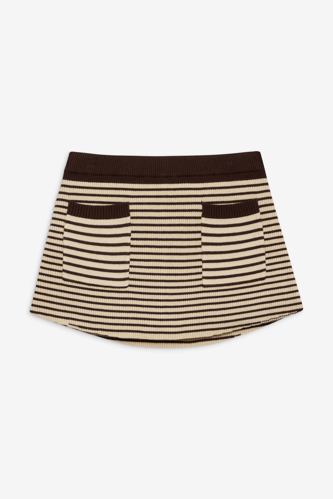 Mila Knit Mini Skort in Tan and Brown 70s Stripe