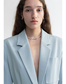 Mila | Waisted Blazer With Oversized Pockets | Ice Blue