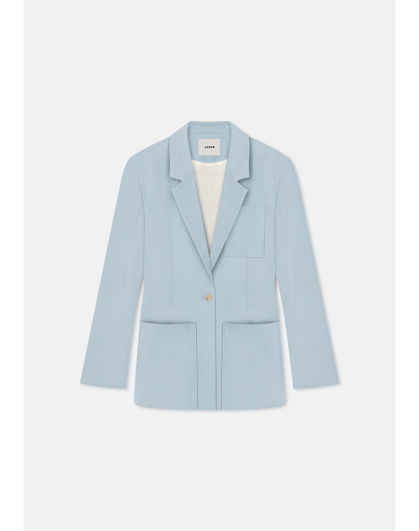 Mila | Waisted Blazer With Oversized Pockets | Ice Blue