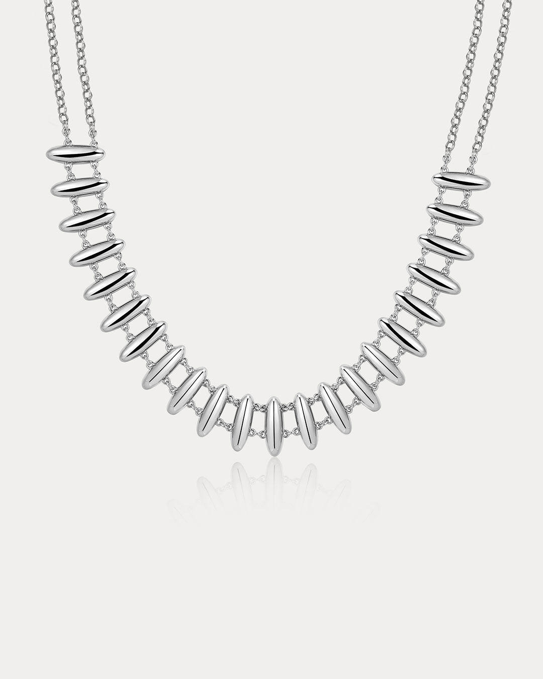 The Milan Bead Stud Necklace | Silver