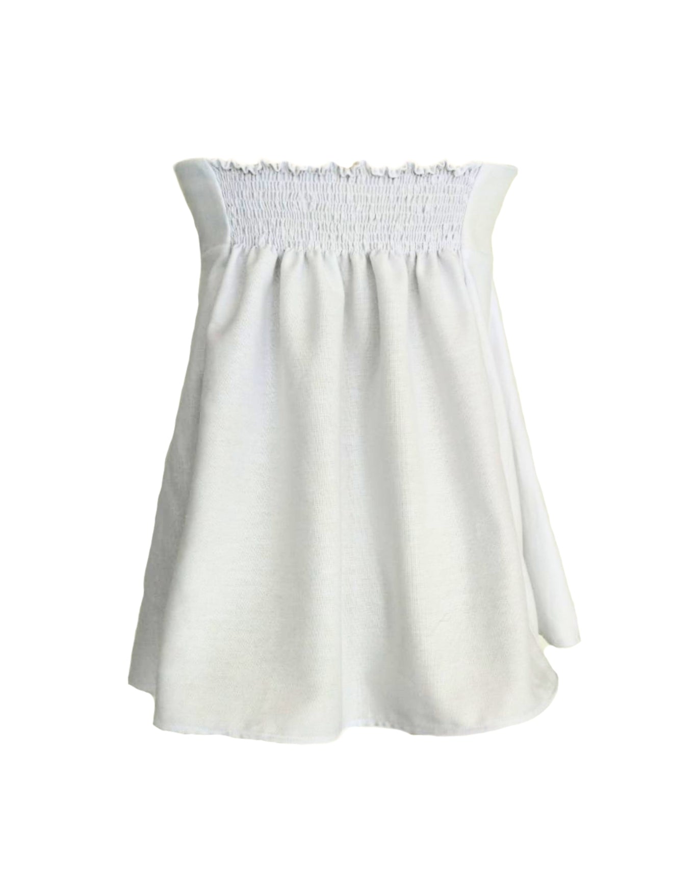 Milan Linen Blend Strapless Top | White