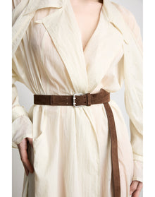 Mini Hutch Extra Long Suede | Chocolate Suede & Silver