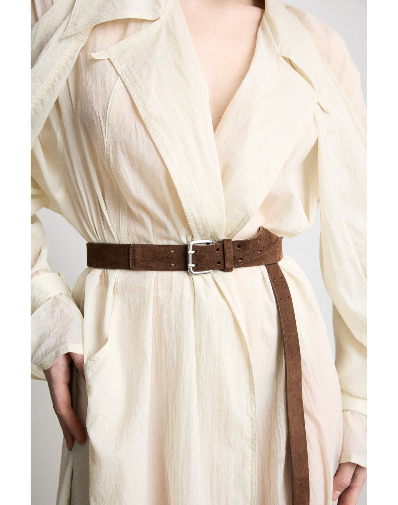 Mini Hutch Extra Long Suede | Chocolate Suede & Silver
