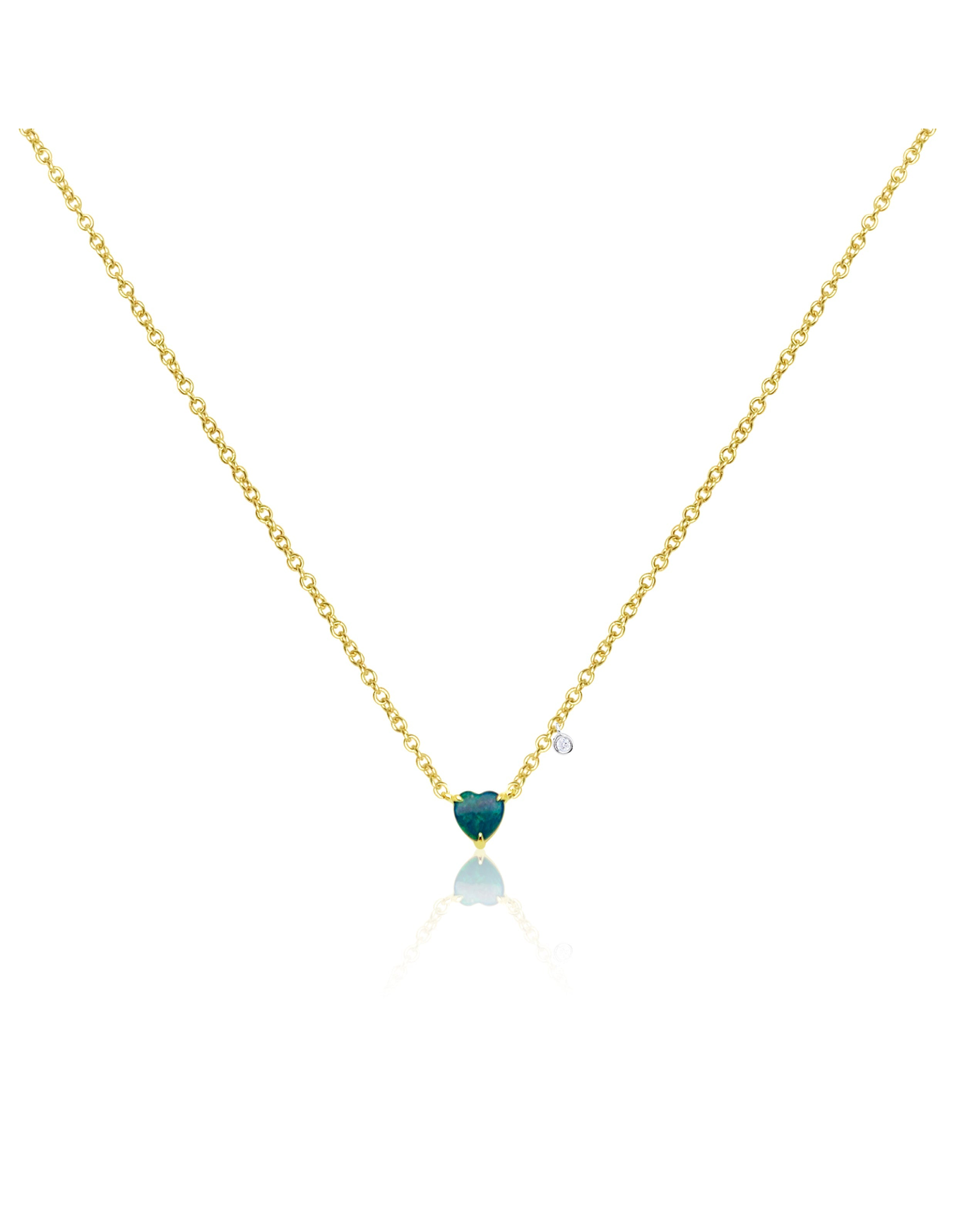 Mini Opal Heart Necklace | Yellow Gold