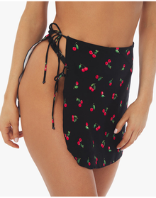 Mini Tie Cherries Sarong | Black