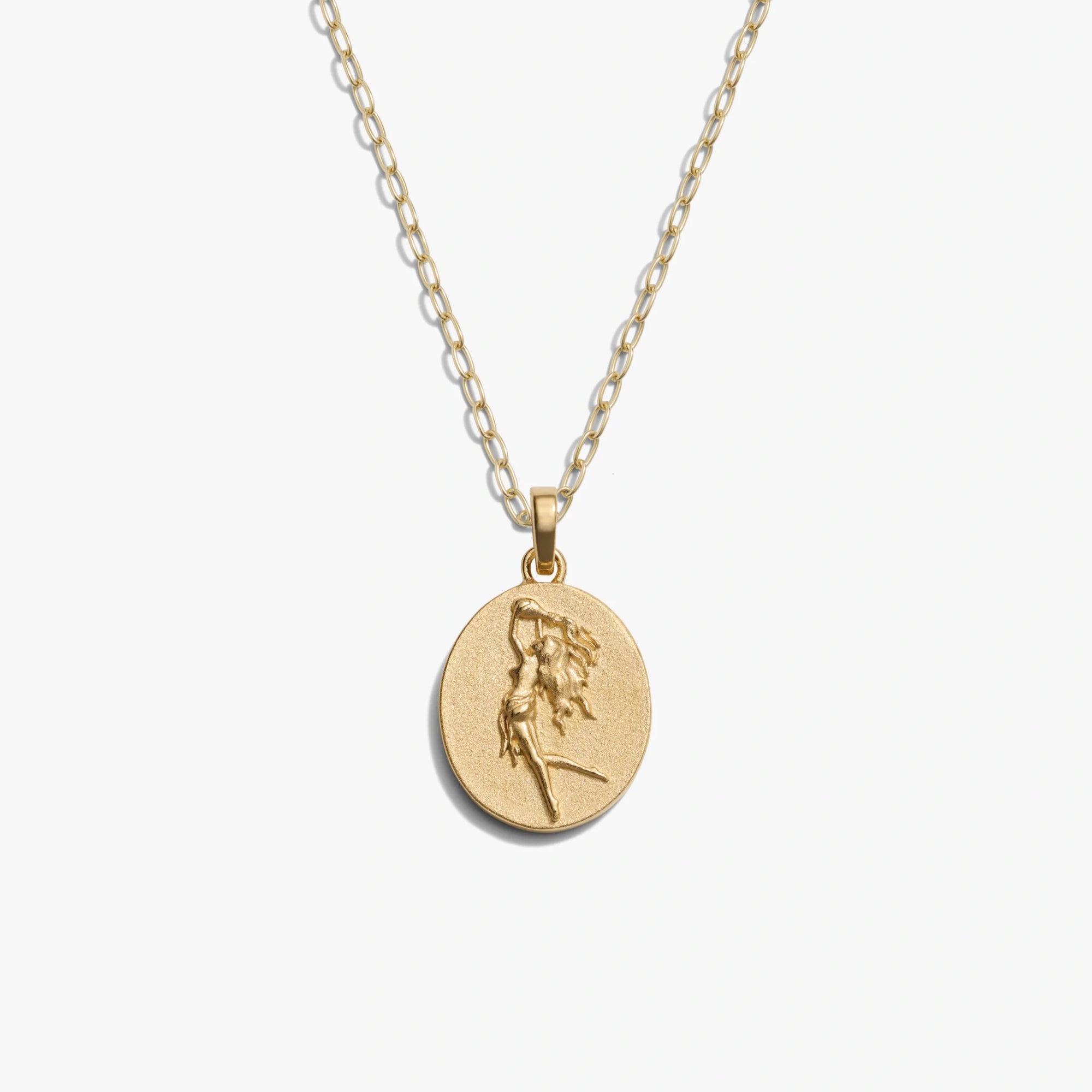 Awe Inspired Necklaces 14K Gold Vermeil / Aquarius / 16" - 18" Zodiac Goddess Pendant + Mini Paperclip Chain