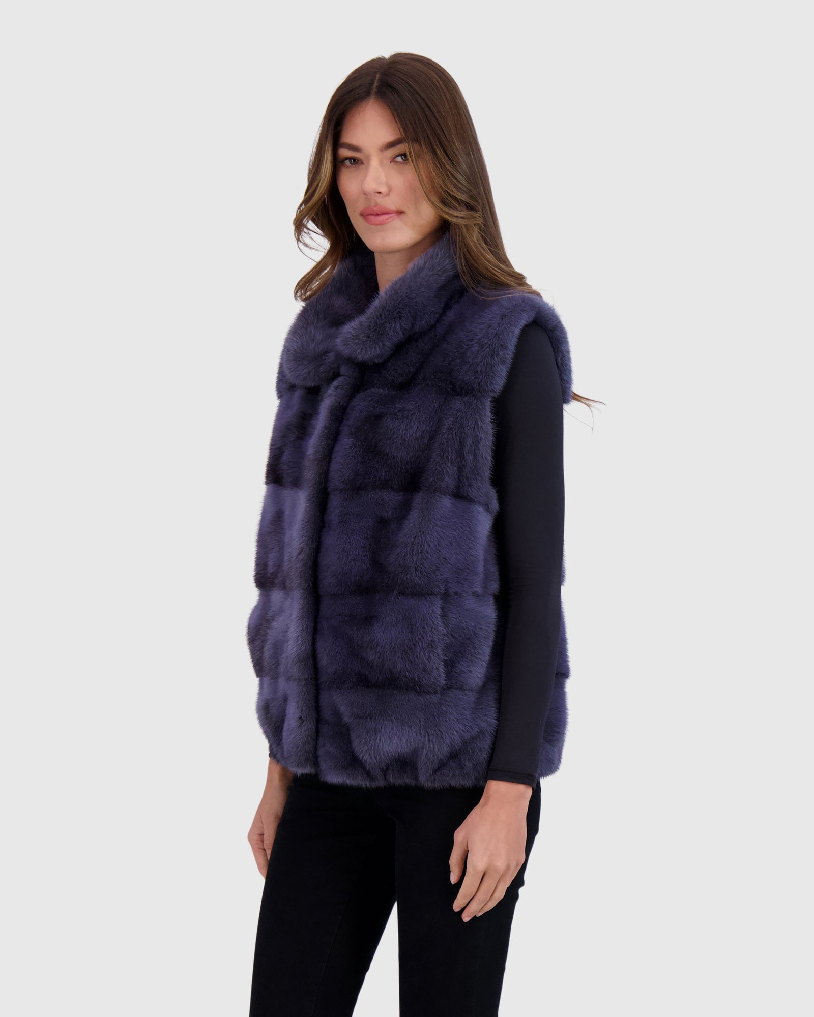 Mink Vest | Blue Gray Cross