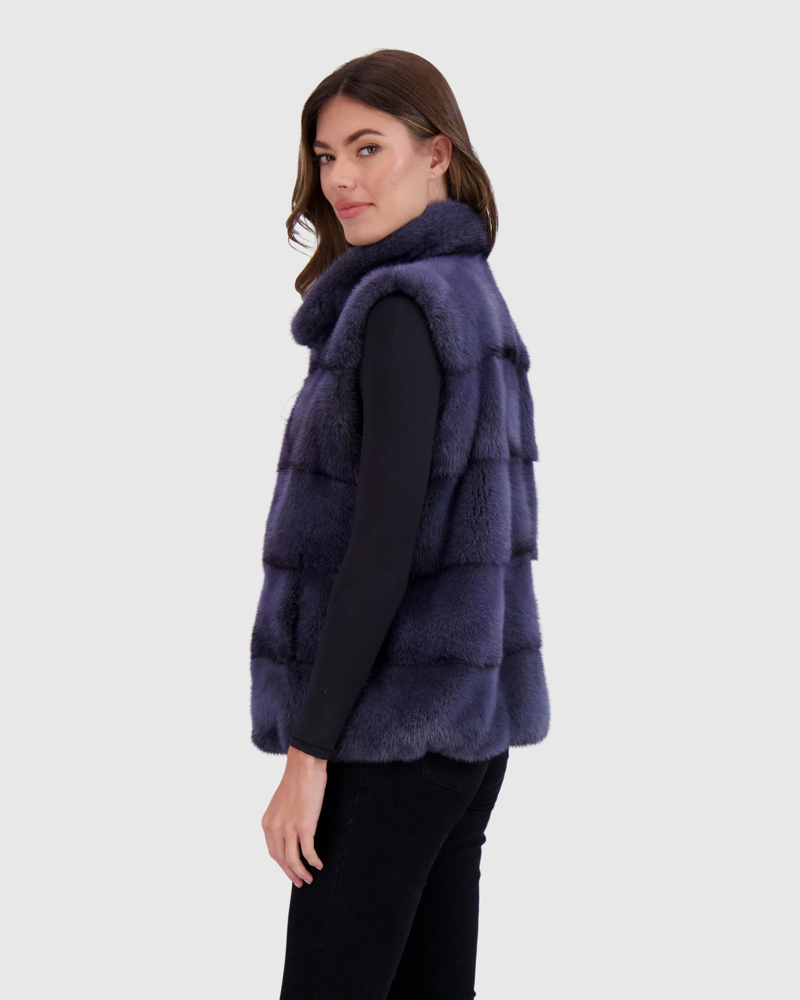 Mink Vest | Blue Gray Cross