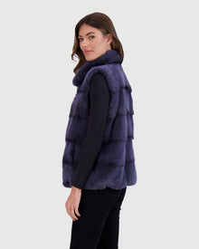 Mink Vest | Blue Gray Cross