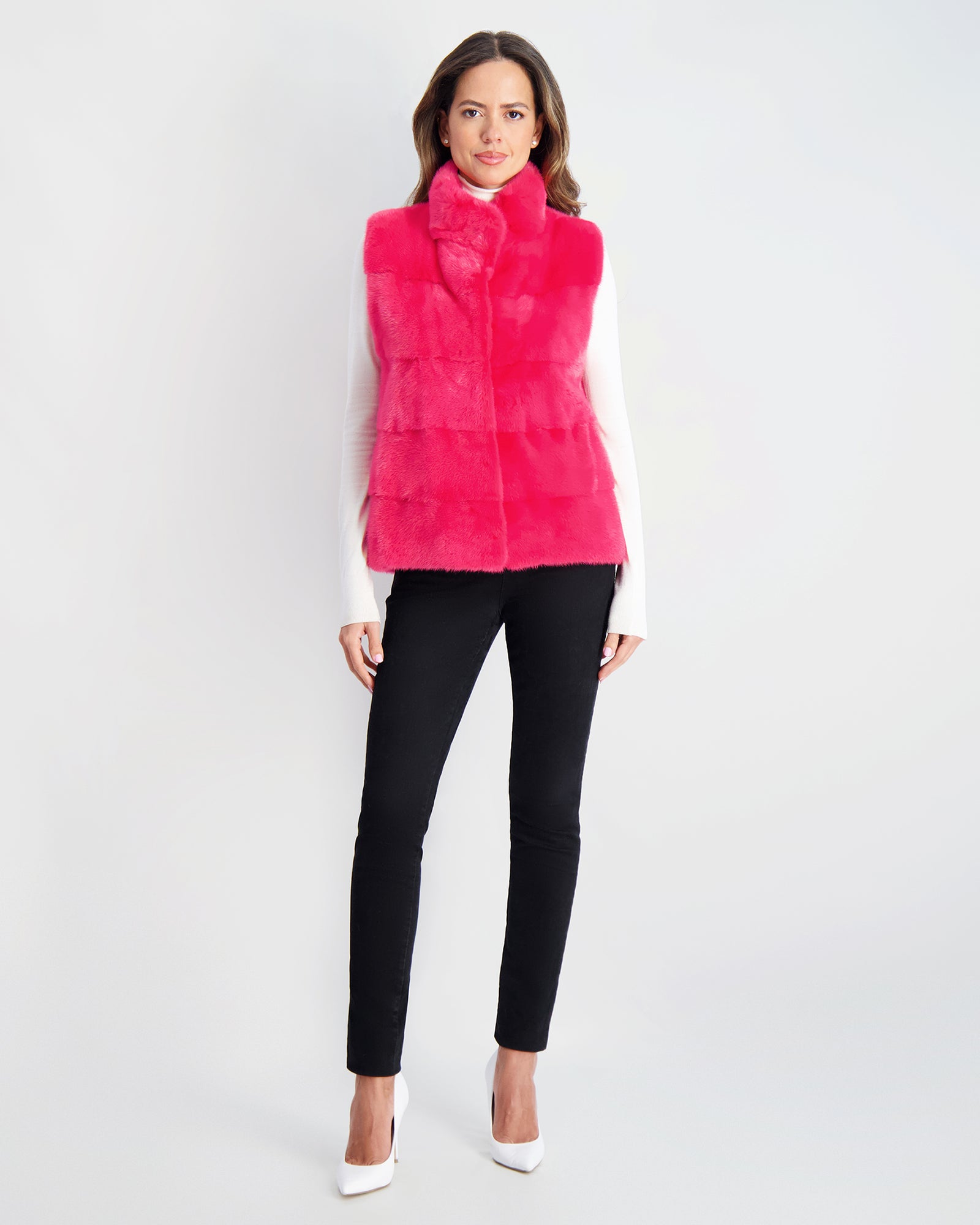 Mink Vest | Fuschia