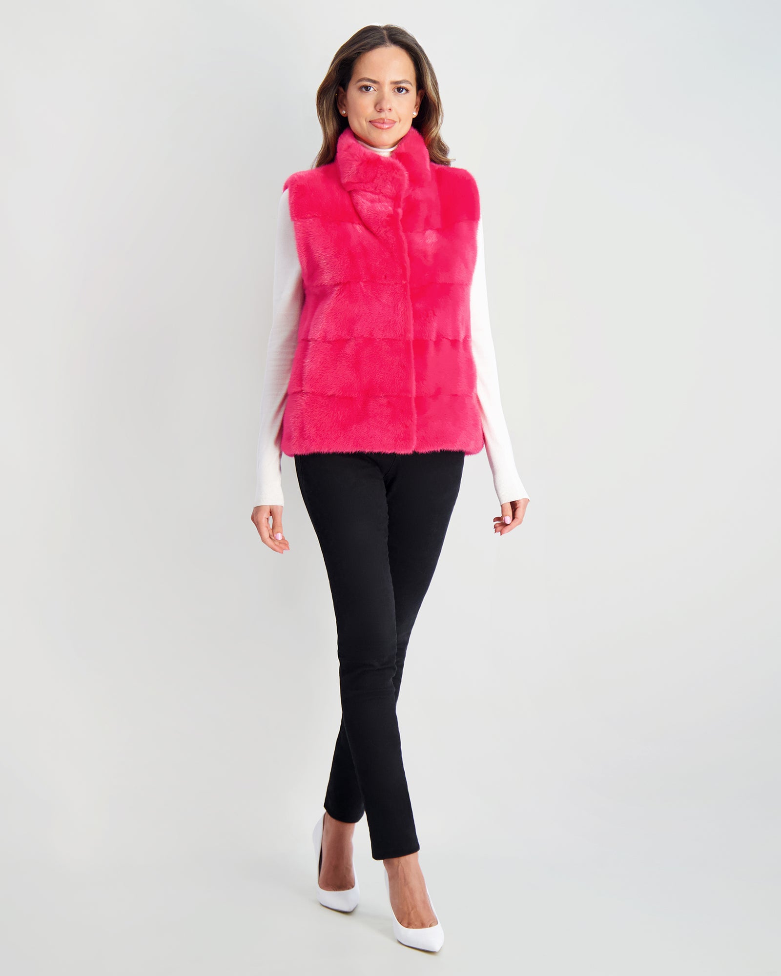 Mink Vest | Fuschia
