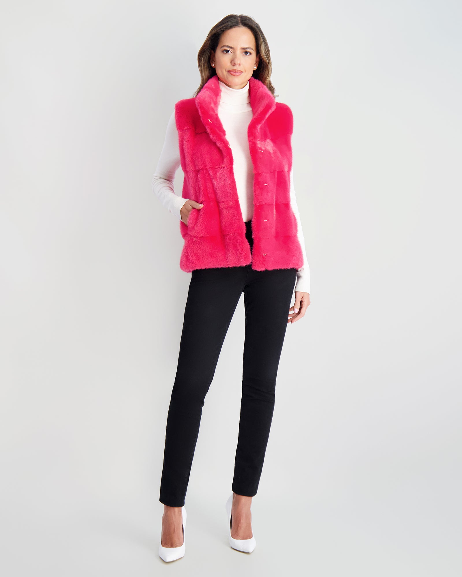 Mink Vest | Fuschia