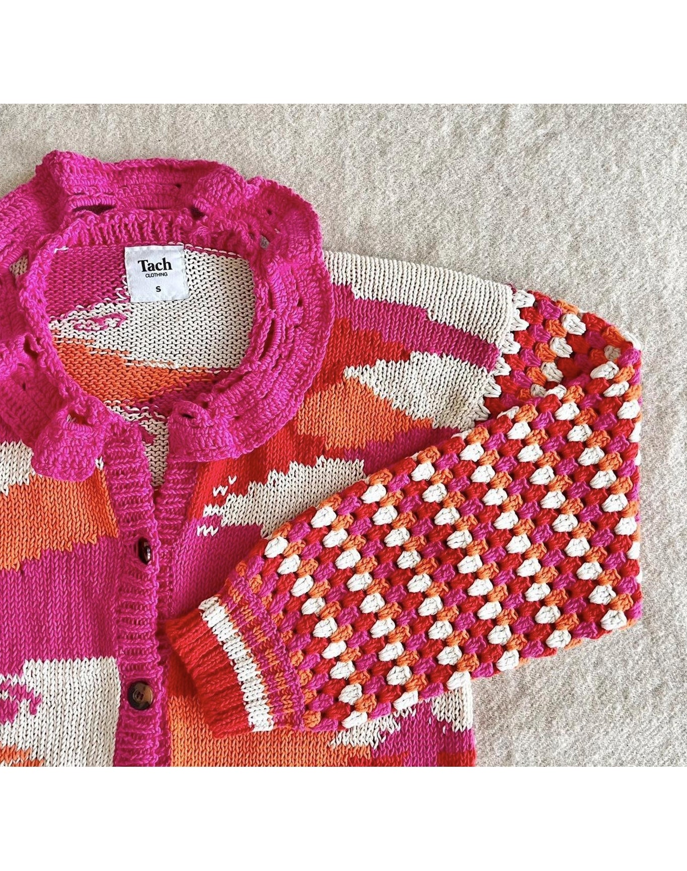 Mireia Crochet Cardigan | Orange & Pink
