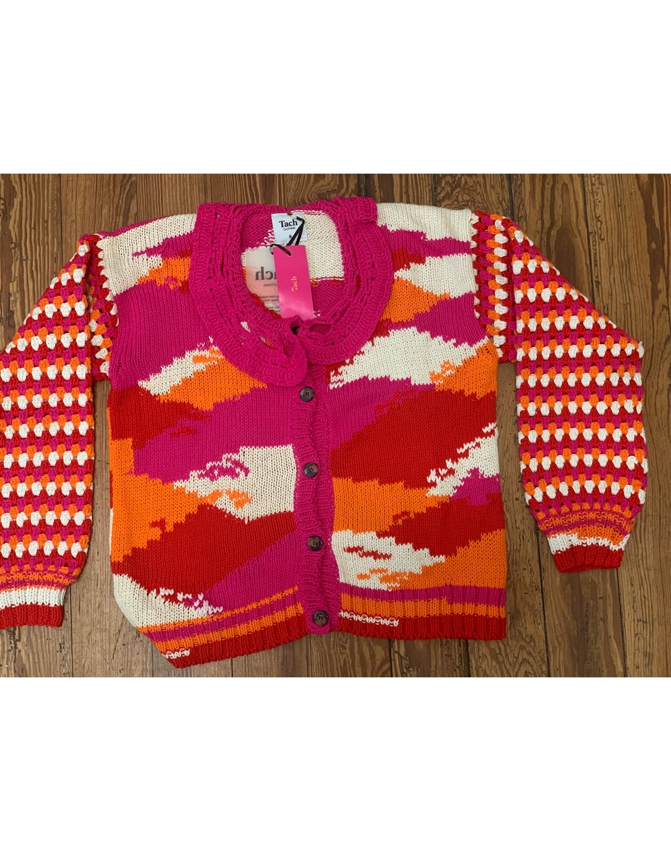 Mireia Crochet Cardigan | Orange & Pink