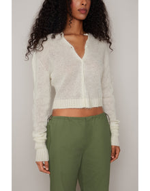 Mohair Ribbed Cardigan | White