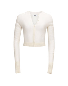 Mohair Ribbed Cardigan | White