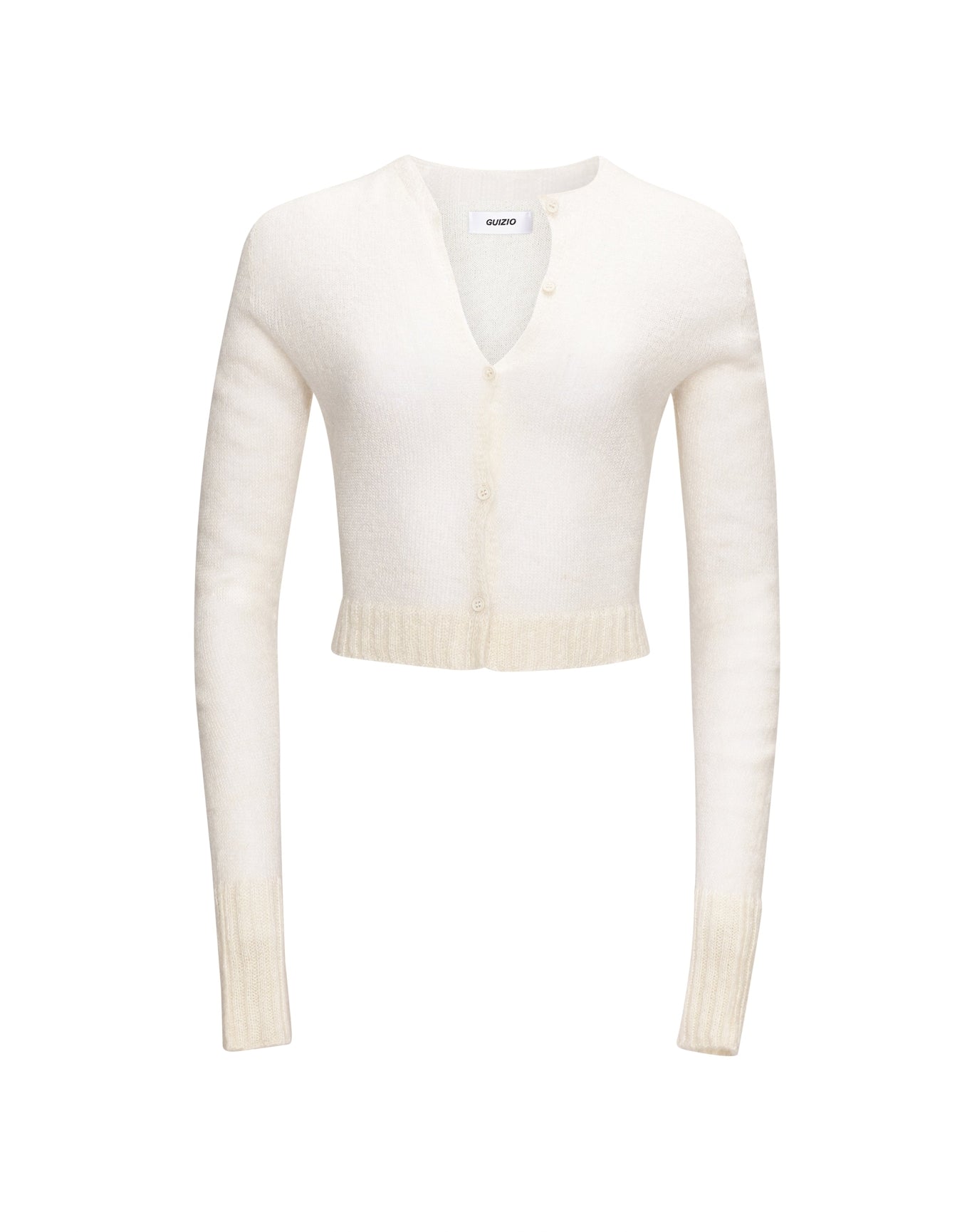 Mohair Ribbed Cardigan | White