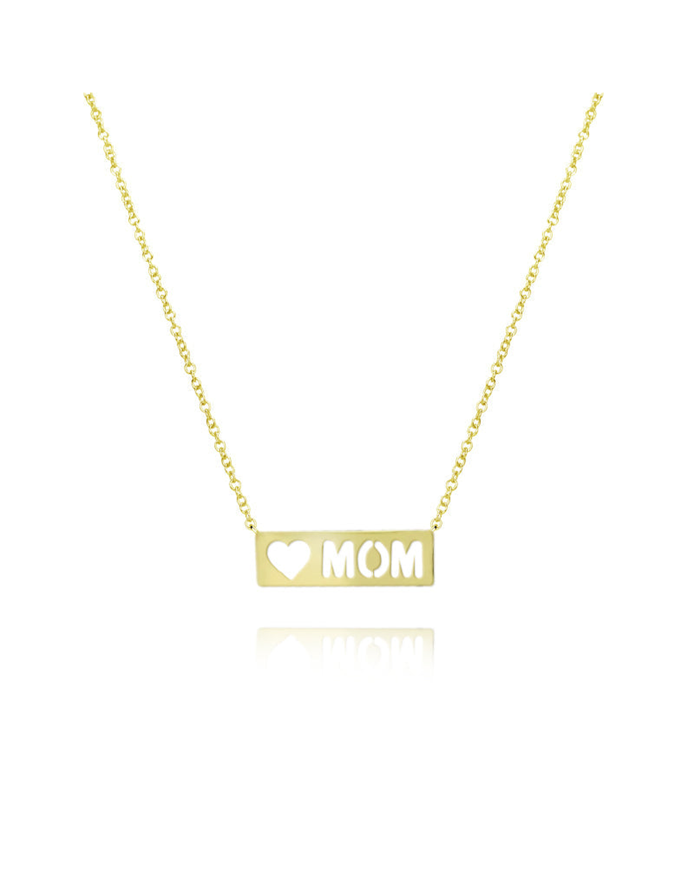 Mom Heart Plate Necklace | Yellow Gold