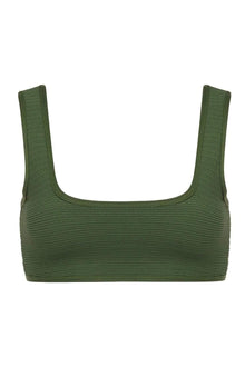 Allie Bikini Top | Olive Micro Scrunch