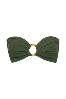 Tori Bandeau Bikini Top | Olive Micro Scrunch