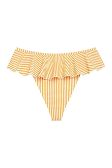 Tamarindo Ruffle Bikini Bottom | Canary Stripe