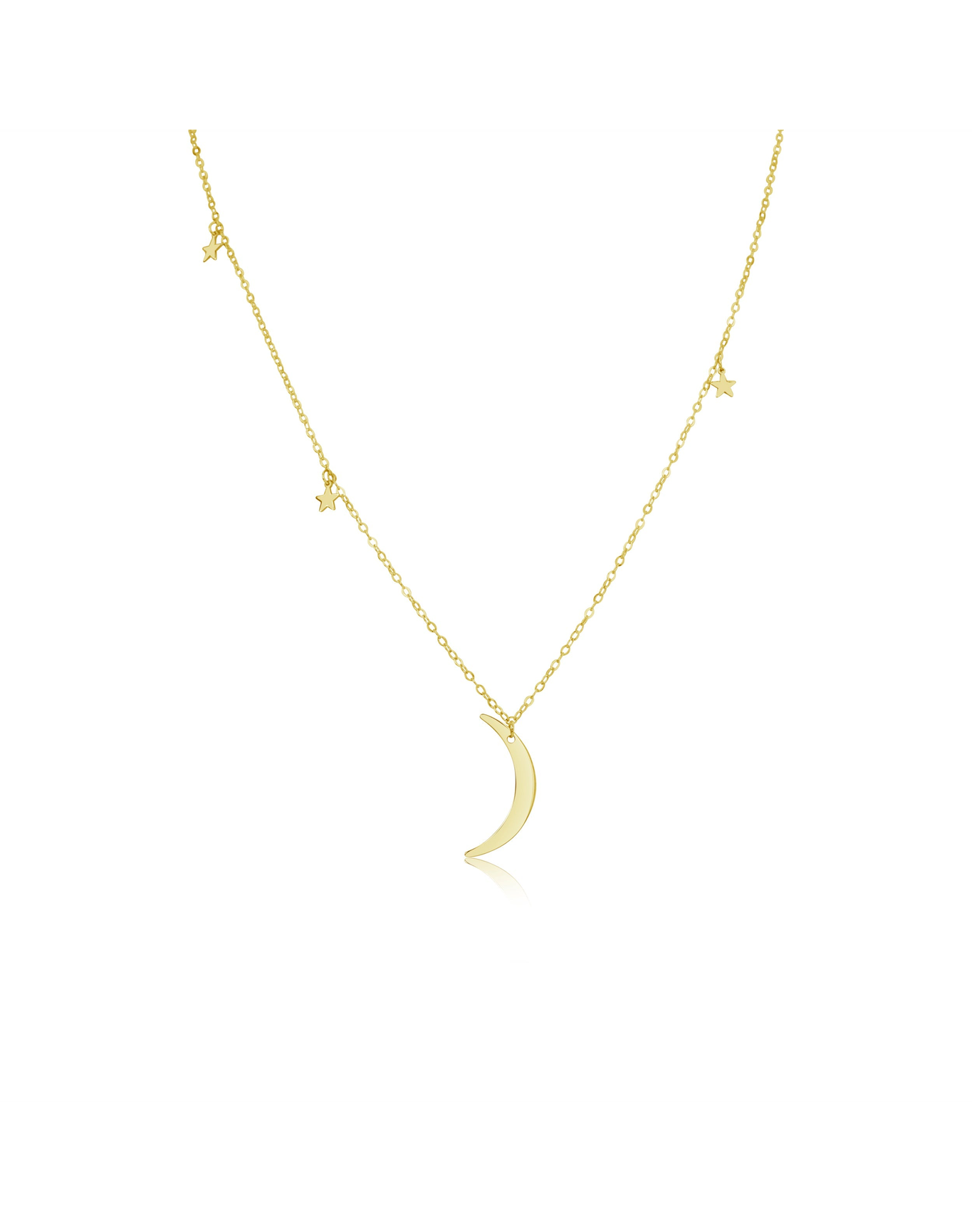 Moon and Stars Necklace | Yellow Gold