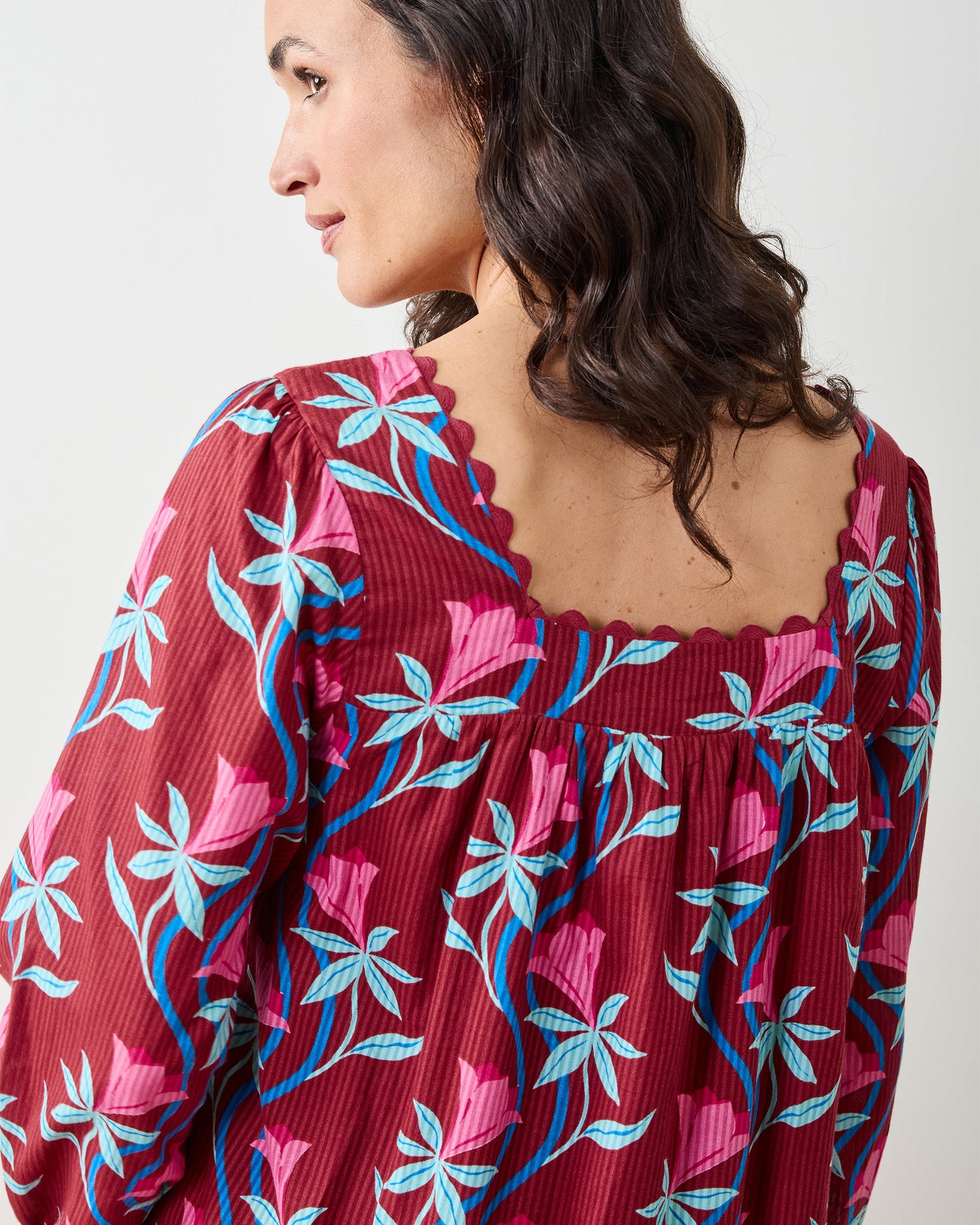 Moonflower Vine - Cypress Dress - Barn Red - Printfresh
