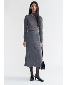 Mossy | Sparkly Ribbed Midi Skirt | Storm