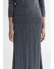 Mossy | Sparkly Ribbed Midi Skirt | Storm