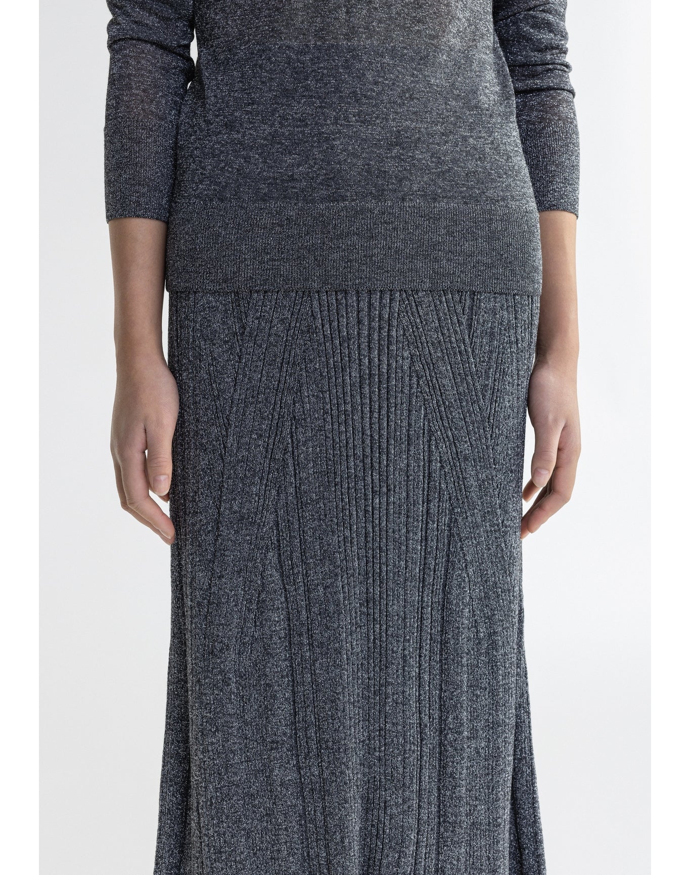 Mossy | Sparkly Ribbed Midi Skirt | Storm