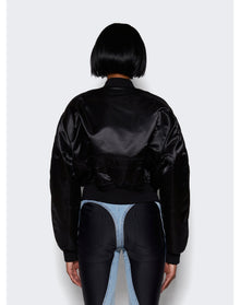 Mugler | Women | Cropped Nylon Bomber | Black