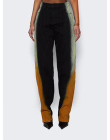Mugler | Women | Gradient- Effect Flared Jeans | Black x Orange Pistachio