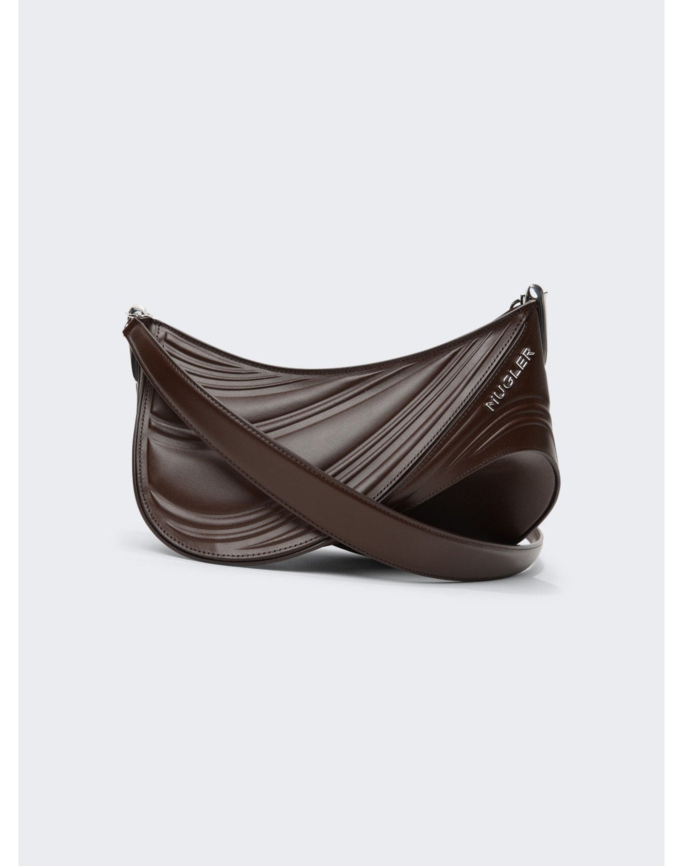 Mugler | Women | Medium Embossed Spiral Curve 01 Shoulder Bag | Dark Brown