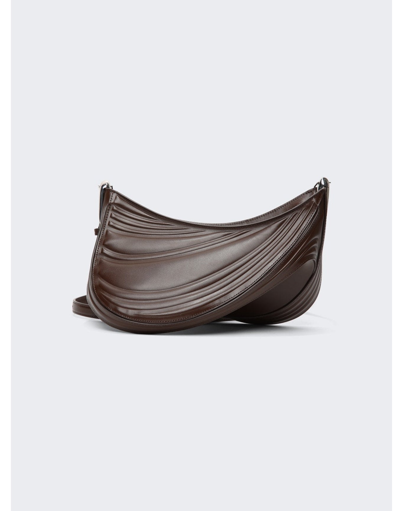 Mugler | Women | Medium Embossed Spiral Curve 01 Shoulder Bag | Dark Brown