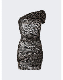 Mugler | Women | Printed Mesh Mini Dress | Nude