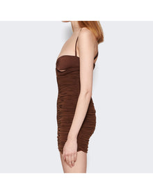 Mugler | Women | Ruched Mini Dress | Chocolate