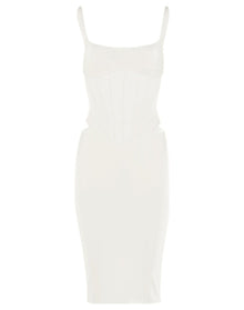 Mugler | Women | Sheer Corset Midi Dress | Ivory