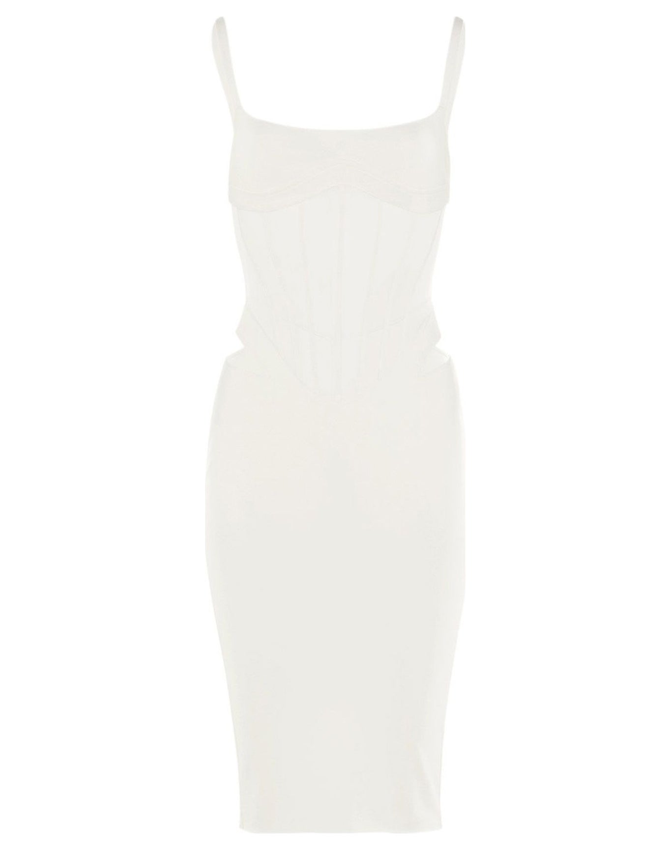 Mugler | Women | Sheer Corset Midi Dress | Ivory
