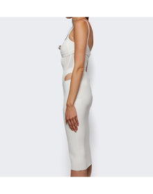 Mugler | Women | Sheer Corset Midi Dress | Ivory