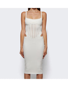 Mugler | Women | Sheer Corset Midi Dress | Ivory