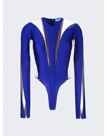 Mugler | Women | Sheer Panel Bodysuit | Ultraviolet x Nude 01