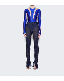 Mugler | Women | Sheer Panel Bodysuit | Ultraviolet x Nude 01