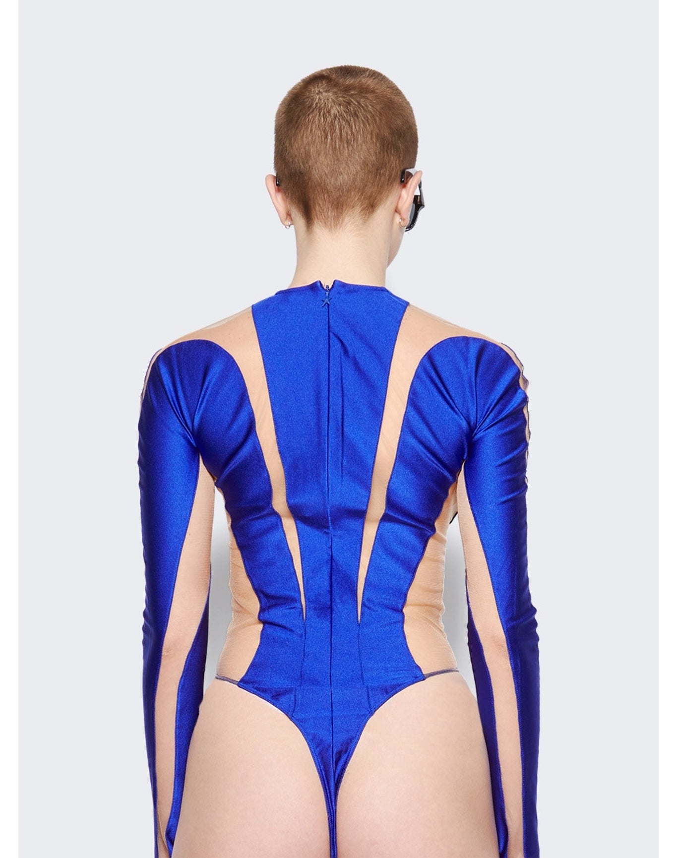 Mugler | Women | Sheer Panel Bodysuit | Ultraviolet x Nude 01