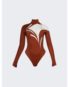 Mugler | Women | Sienna Swirly Bodysuit | Brown x Nude