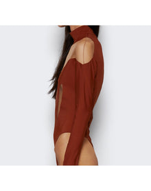 Mugler | Women | Sienna Swirly Bodysuit | Brown x Nude