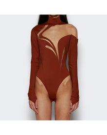 Mugler | Women | Sienna Swirly Bodysuit | Brown x Nude