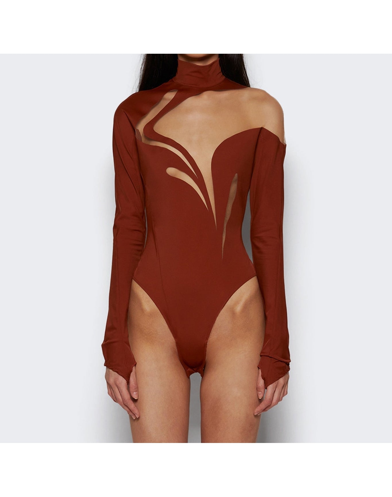 Mugler | Women | Sienna Swirly Bodysuit | Brown x Nude