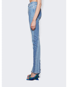 Mugler | Women | Slitted Bi-material Spiral Jeans | Light Blue
