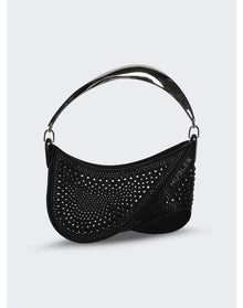 Mugler | Women | Small Crystal Hot Fix Spiral Curve 01 Bag | Black